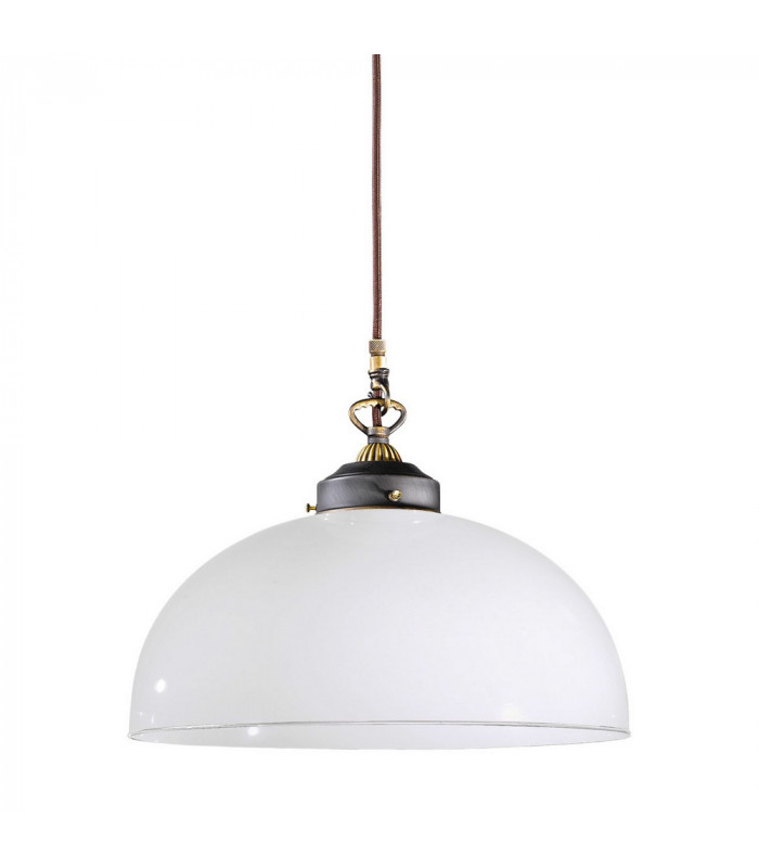 Cottage Style Glass Dome Pendant Light Matt Antique Brass