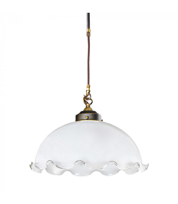 Cottage Style Glass Dome Pendant Light Matt Antique Brass