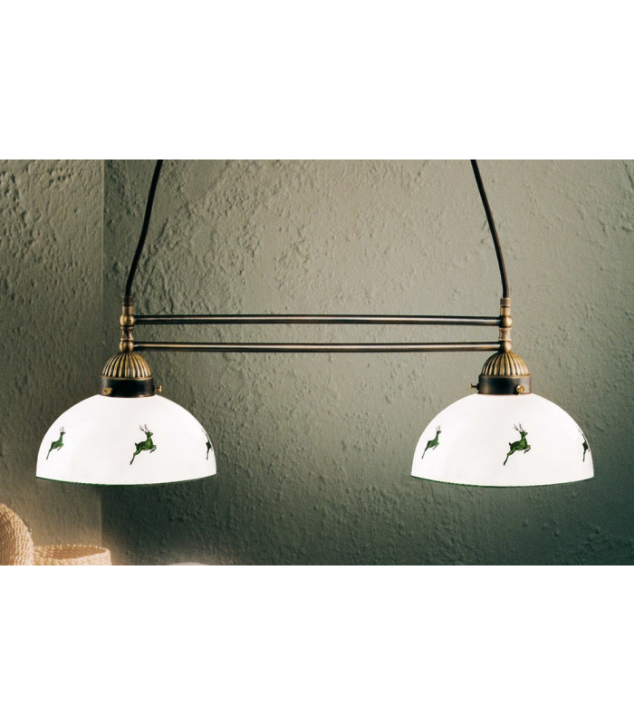 Cottage Style Glass Straight Chandelier Matt Antique Brass