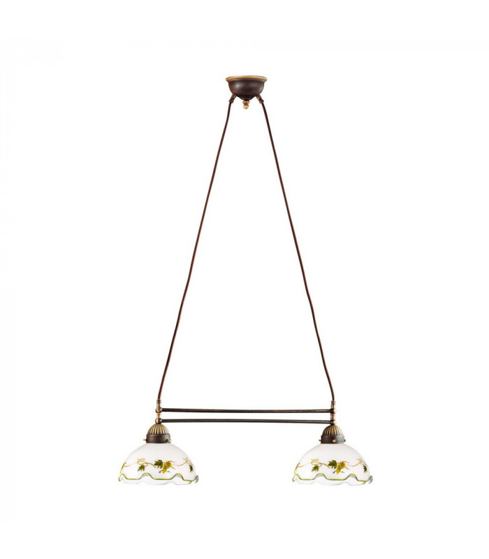 Cottage Style Glass Straight Chandelier Matt Antique Brass