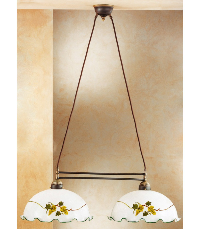 Cottage Style Glass Straight Chandelier Matt Antique Brass