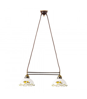 Cottage Style Glass Straight Chandelier Matt Antique Brass