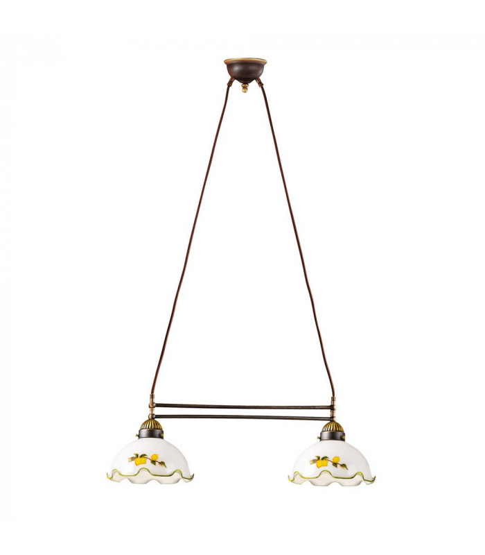 Cottage Style Glass Straight Chandelier Matt Antique Brass