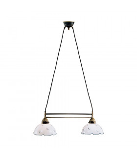 Cottage Style Glass Straight Chandelier Matt Antique Brass