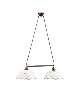 Cottage Style Glass Straight Chandelier Matt Antique Brass