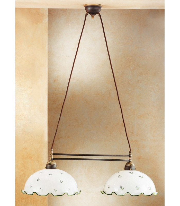 Cottage Style Glass Straight Chandelier Matt Antique Brass
