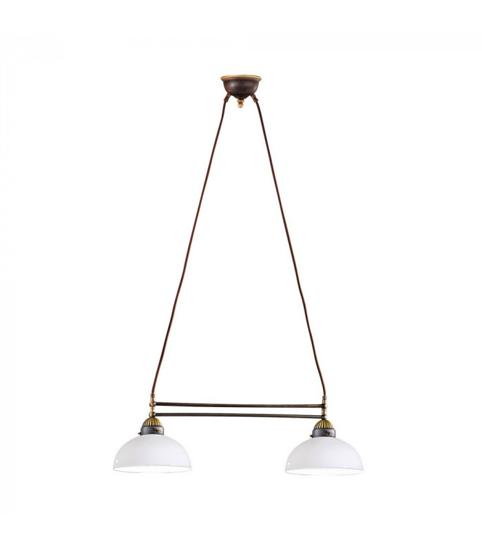 Cottage Style Glass Straight Chandelier Matt Antique Brass