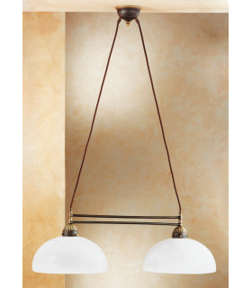 Cottage Style Glass Straight Chandelier Matt Antique Brass