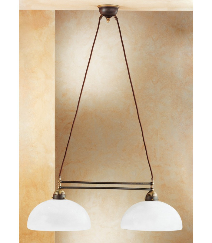 Cottage Style Glass Straight Chandelier Matt Antique Brass