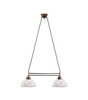 Cottage Style Glass Straight Chandelier Matt Antique Brass