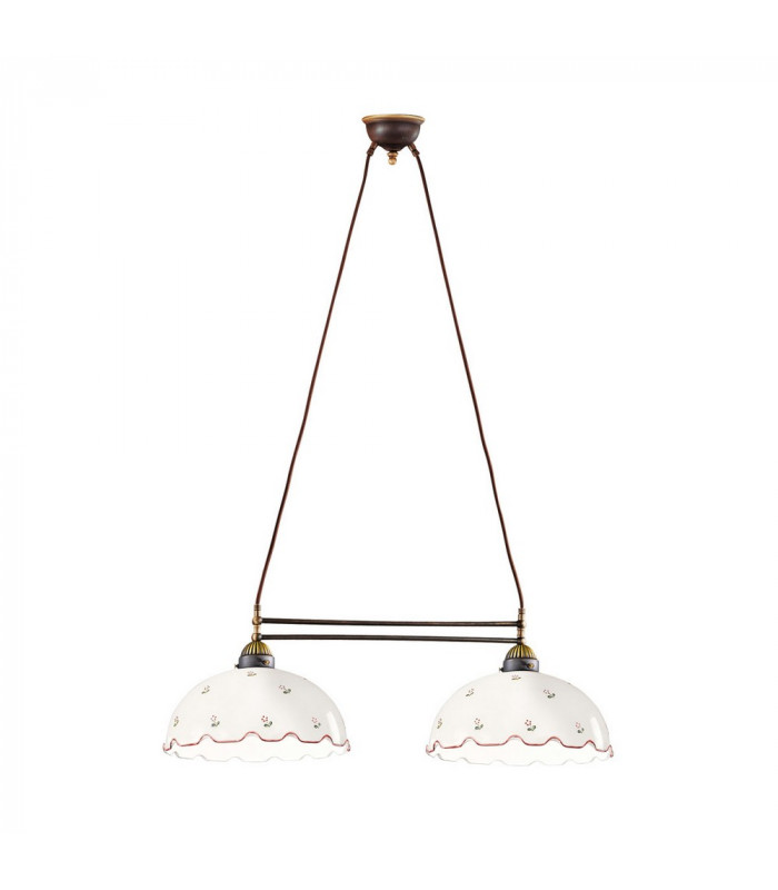 Cottage Style Glass Straight Chandelier Matt Antique Brass