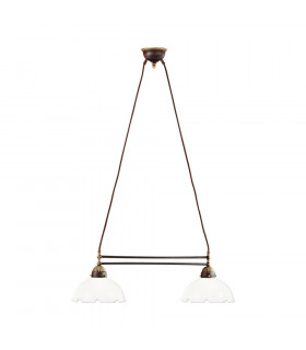 Cottage Style Glass Straight Chandelier Matt Antique Brass