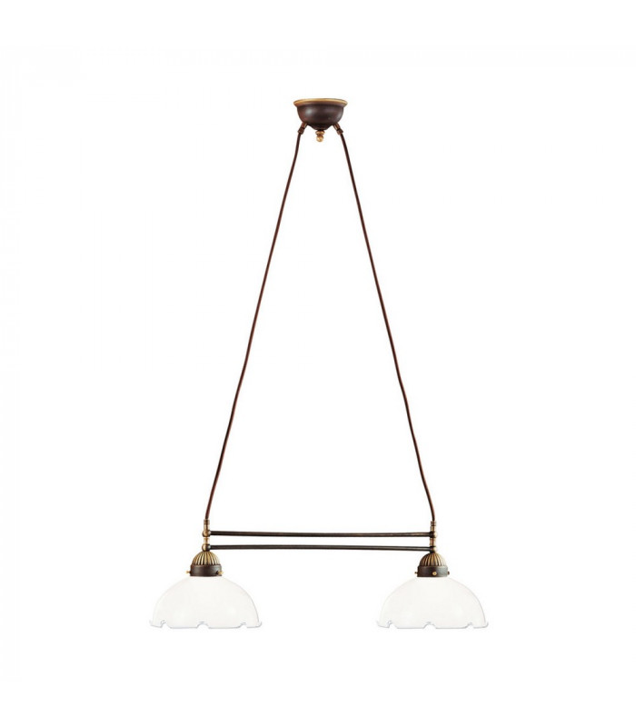 Cottage Style Glass Straight Chandelier Matt Antique Brass