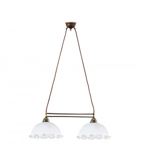Cottage Style Glass Straight Chandelier Matt Antique Brass