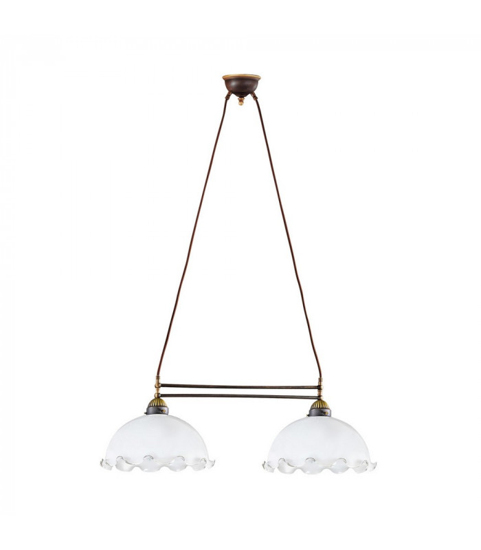 Cottage Style Glass Straight Chandelier Matt Antique Brass