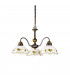 Cottage Style Glass 3 Arm Chandelier Matt Antique Brass