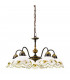 Cottage Style Glass 5 Arm Chandelier Matt Antique Brass