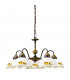 Cottage Style Glass 5 Arm Chandelier Matt Antique Brass