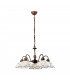 Cottage Style Glass 5 Arm Chandelier Matt Antique Brass