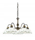 Cottage Style Glass 5 Arm Chandelier Matt Antique Brass