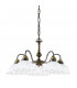 Cottage Style Glass 5 Arm Chandelier Matt Antique Brass