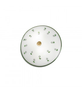 Cottage Style Glass Patterned Flush Ceiling Lamp Antique Brass