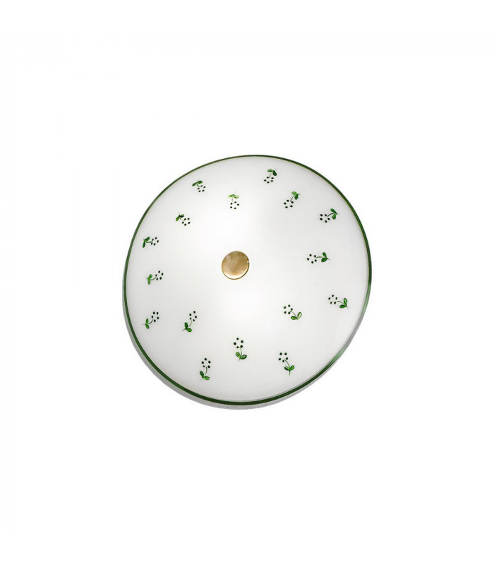 Cottage Style Glass Patterned Flush Ceiling Lamp Antique Brass