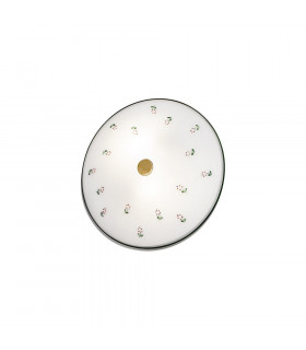 Cottage Style Glass Patterned Flush Ceiling Lamp Antique Brass
