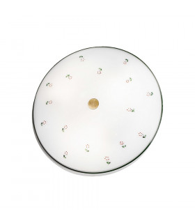 Cottage Style Glass Patterned Flush Ceiling Lamp Antique Brass