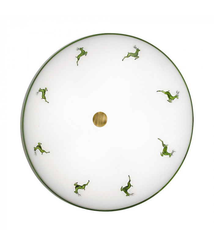 Cottage Style Glass Patterned Flush Ceiling Lamp Antique Brass