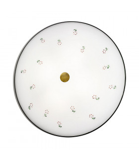 Cottage Style Glass Patterned Flush Ceiling Lamp Antique Brass
