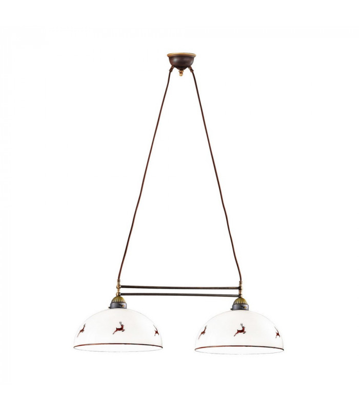 Cottage Style Glass Straight Chandelier Matt Antique Brass