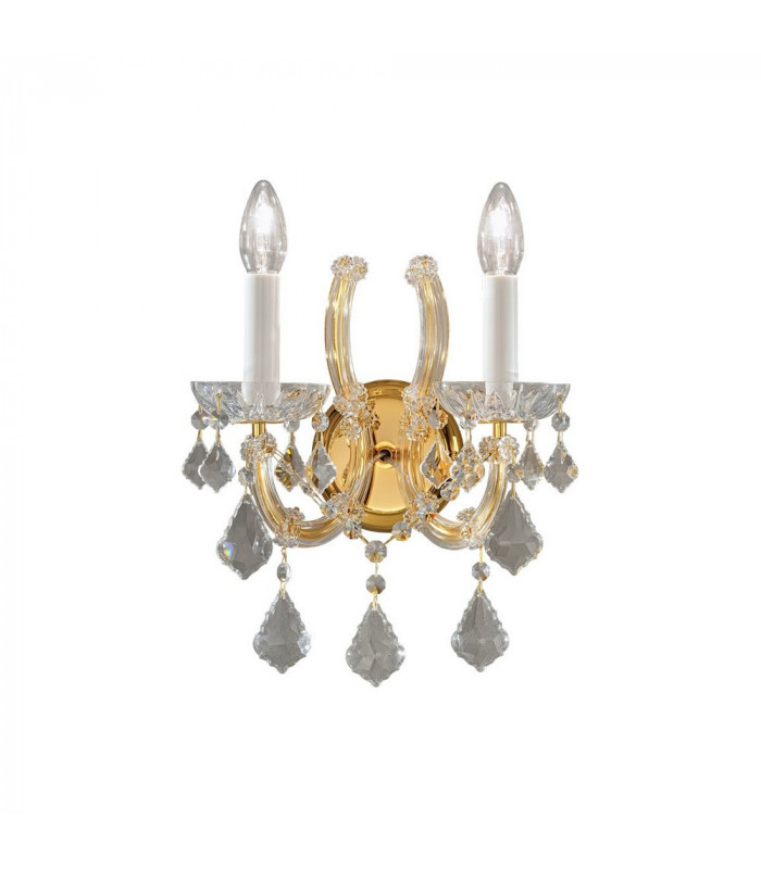 Classic Crystal Candle Wall Light Polished Gold