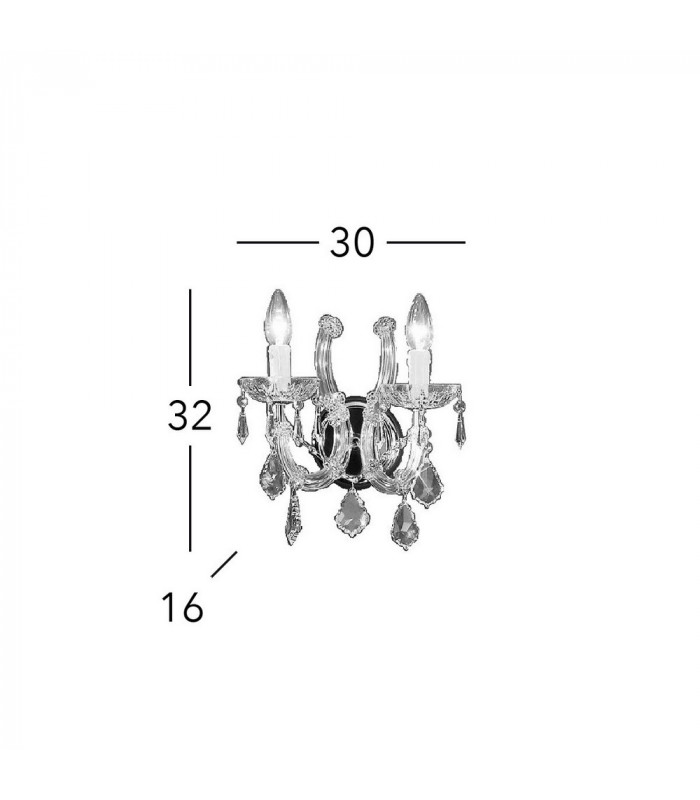 Classic Crystal Candle Wall Light Polished Gold, 2x E14