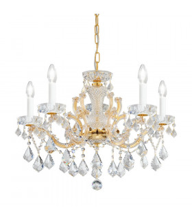 Classic Crystal 5 Arm Chandelier Polished Gold