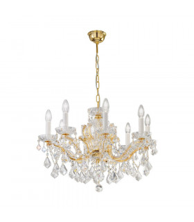 Classic Crystal 8 Arm Chandelier Polished Gold
