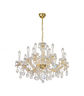 Classic Crystal 12 Arm Chandelier Polished Gold