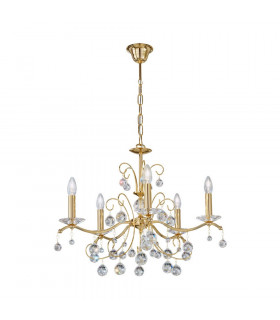 Classic Crystal 5 Arm Chandelier Polished Gold