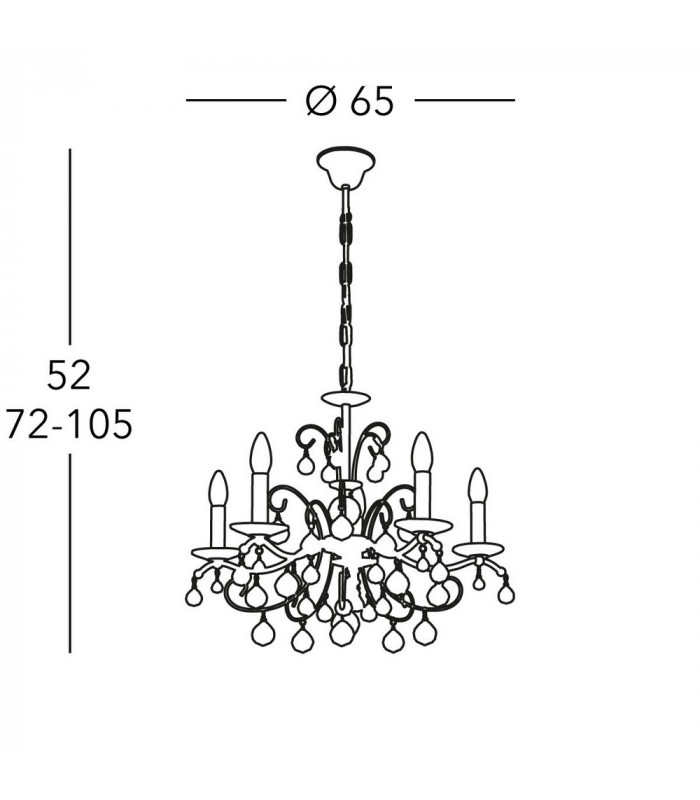 Classic Crystal 5 Arm Chandelier Polished Gold, 5x E14