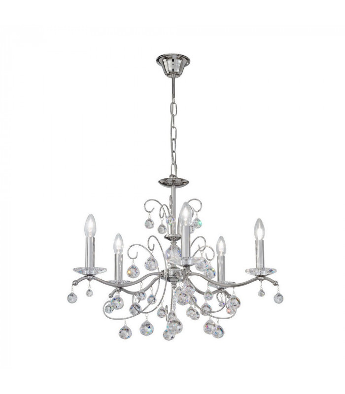 Classic Crystal 5 Arm Chandelier Polished Chrome
