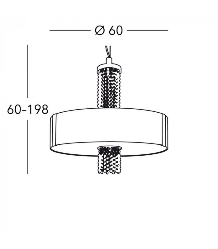 Designer Glass Cylindrical Pendant Light Polished Chrome - Kiss Silver Pattern, 6x E27
