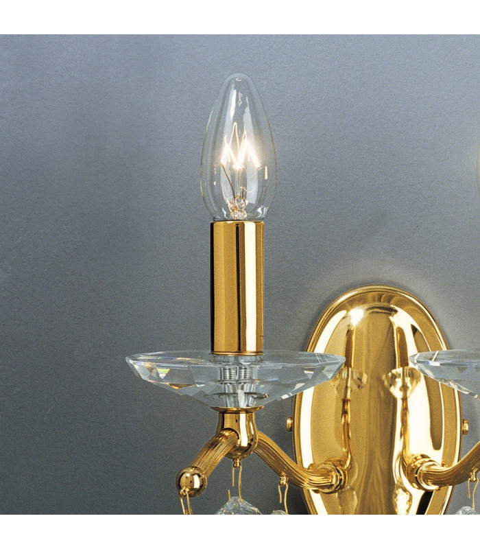 Classic Crystal Candle Wall Light Polished Gold, 2x E14