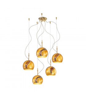 Designer Glass Cluster Pendant Light Polished Gold
