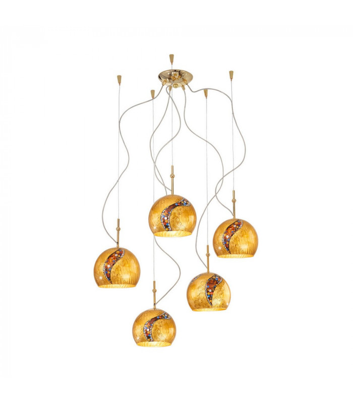 Designer Glass Cluster Pendant Light Polished Gold