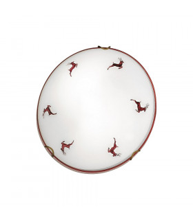 Cottage Style Glass Patterned Flush Ceiling Lamp Antique Brass