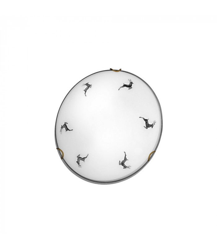 Cottage Style Glass Patterned Flush Ceiling Lamp Antique Brass