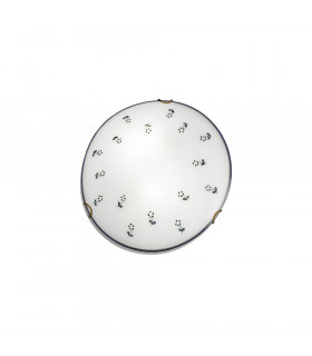 Cottage Style Glass Patterned Flush Ceiling Lamp Antique Brass