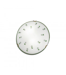 Cottage Style Glass Patterned Flush Ceiling Lamp Antique Brass