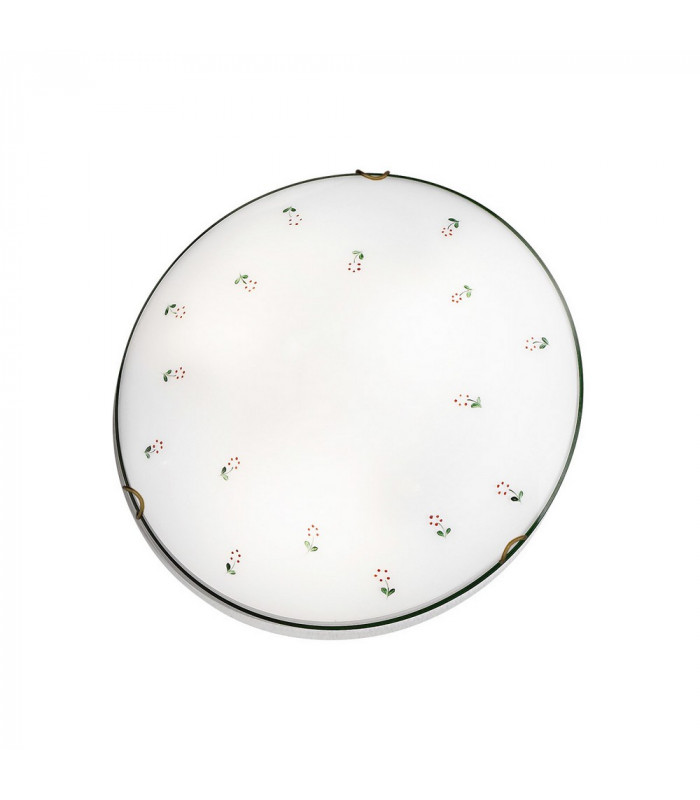 Lifestyle Glass Patterned Flush Ceiling Lamp Antique Brass