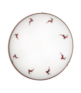 Cottage Style Glass Patterned Flush Ceiling Lamp Antique Brass